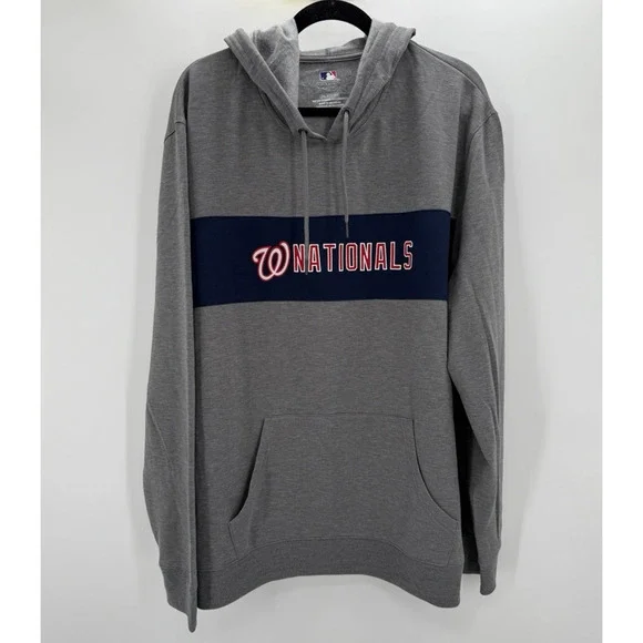 Washington Nationals Hoodie Sweatshirt Mens 2XL Soft Grey Licensed MLB - Picture 1 of 5